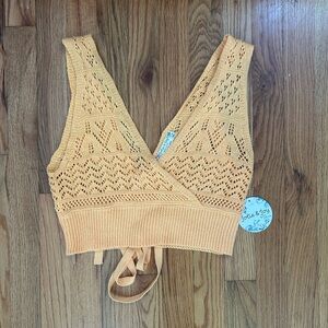 Vintage America Orange Knit Crop Top